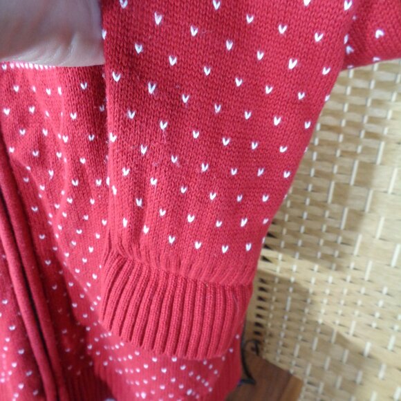 Talbots Red Full Zip Cardigan Sweater Nordic Fair Isle Cardinals Cotton - Picture 7 of 12
